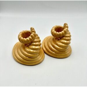 Set Of Vintage 70's Cornucopia Ceramic Candle Stick Holders
